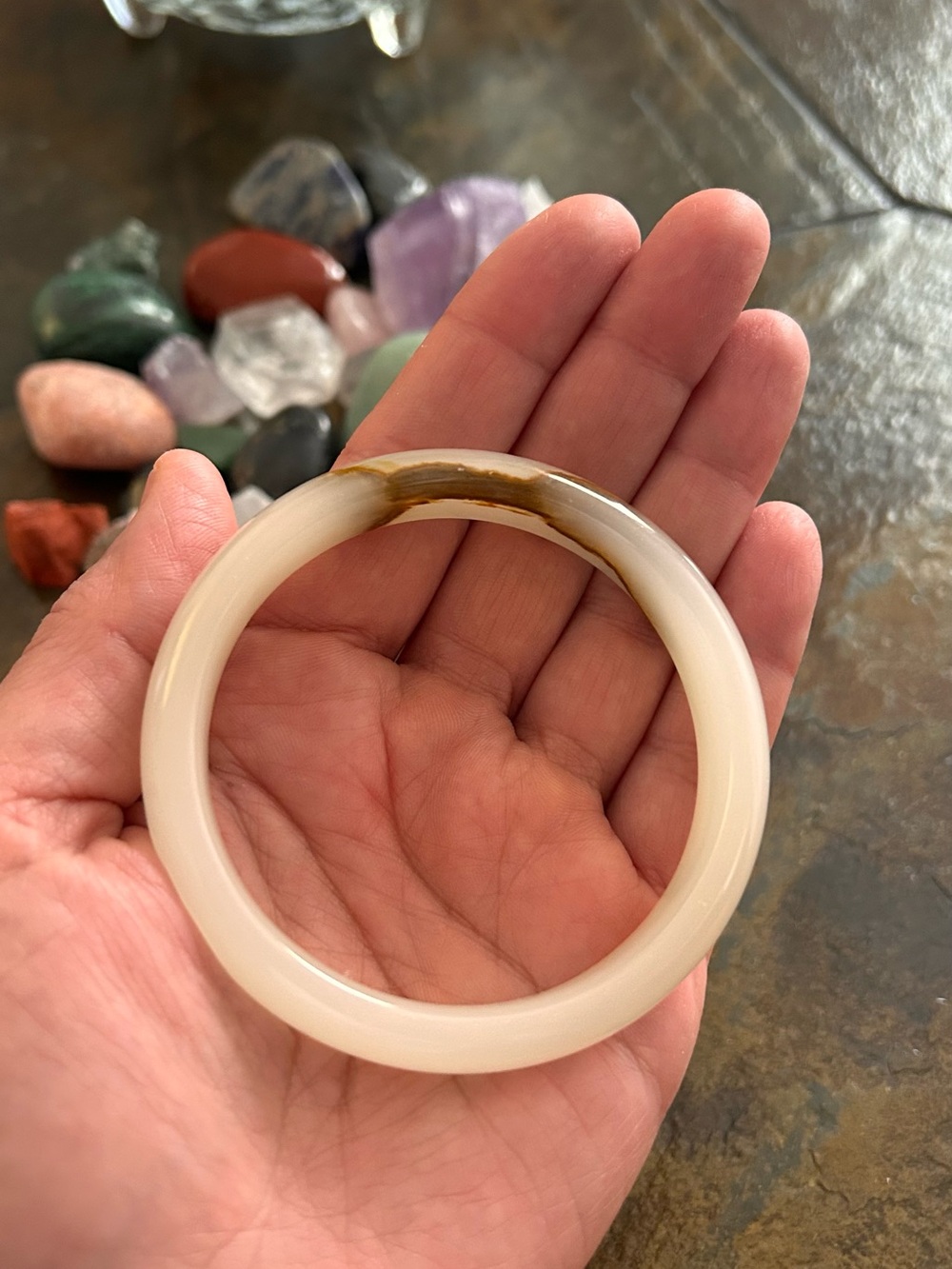 Natural Marble Jadeite Bangle Bracelet